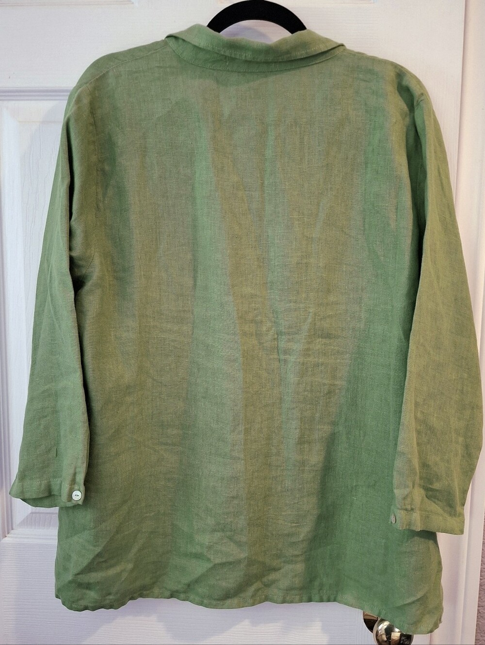 Vtg Cut Loose 100% Linen Button Up Shirt Blouse Longer Back Boxy Womens Sz L - Picture 5 of 9